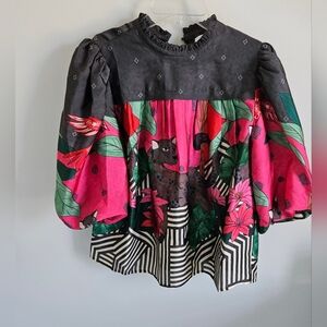 Alden Adair Colony Stripe Mel Top Balloon Sleeves